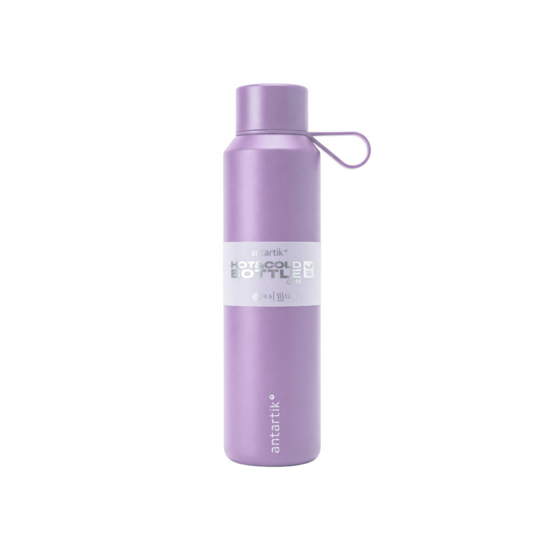 Botella portaliquidos antartik core isotermica acero inoxidable libre de bpa morado 600 ml