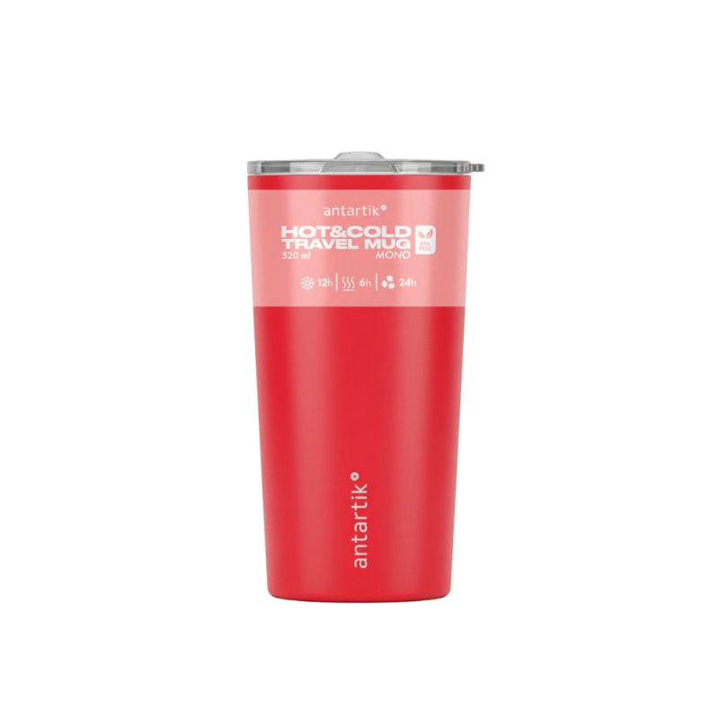 Vaso termico antartik mono tapa hermetica acero inoxidable libre de bpa rojo 520 ml