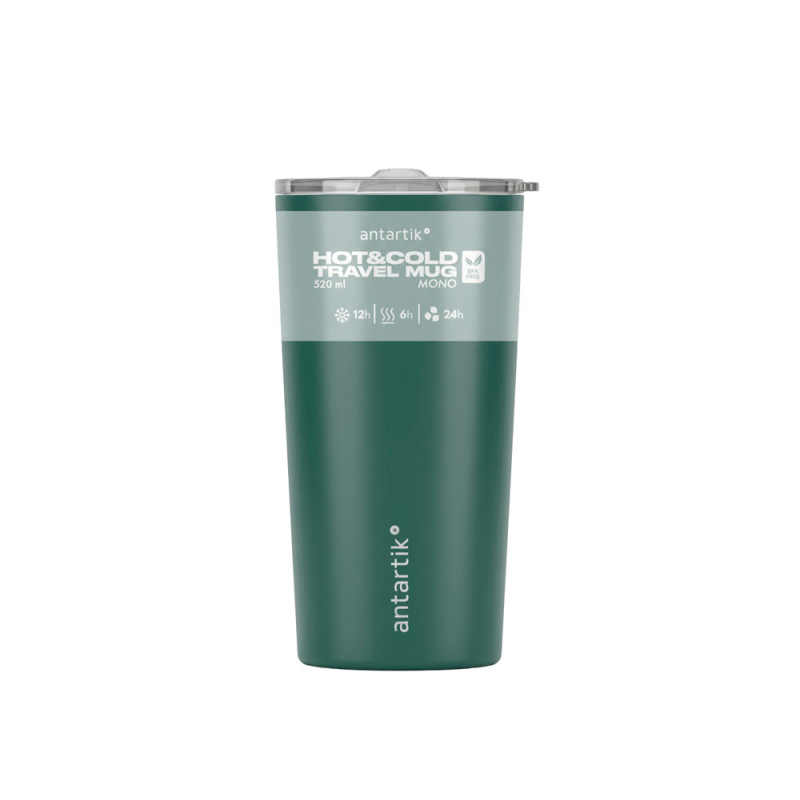 Vaso termico antartik mono tapa hermetica acero inoxidable libre de bpa verde militar 520 ml