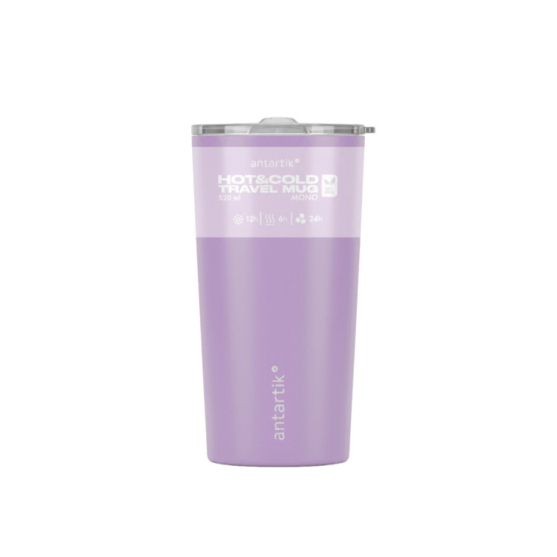 Vaso termico antartik mono tapa hermetica acero inoxidable libre de bpa morado 520 ml