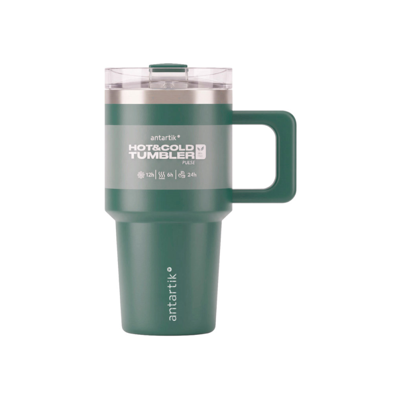Taza termica asa antartik pulse isotermica tapa hermeticacero inoxidable pajita libre bpa verde militar 570 ml
