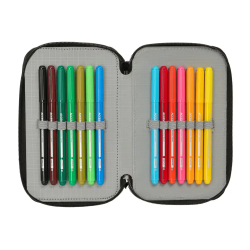 Plumier escolar safta triple cremallera 37 piezas batman 195x125x55 mm
