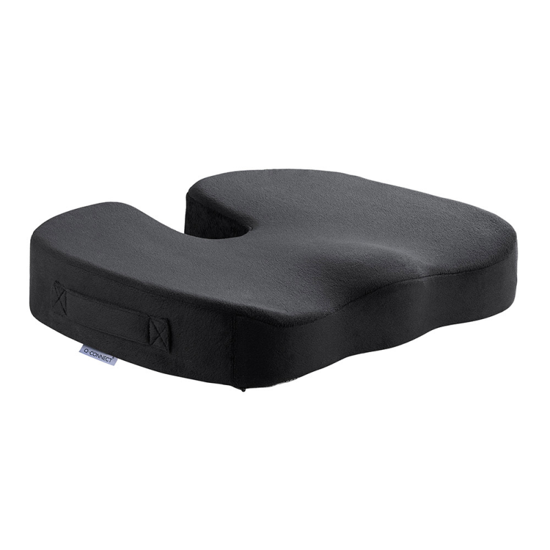 Cojin de asiento q-connect de espuma viscoelastica color negro 460x370x75 mm