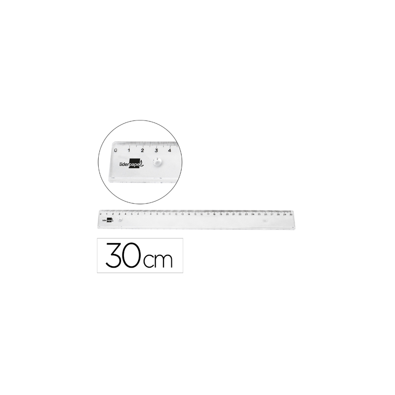 Regla liderpapel plastico irrompible transparente 30 cm