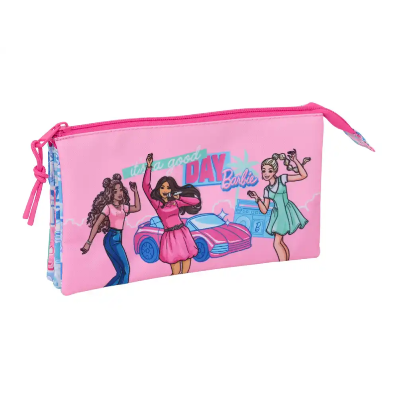 Bolso escolar portatodo safta triple cremallera barbie 120x220x30 mm