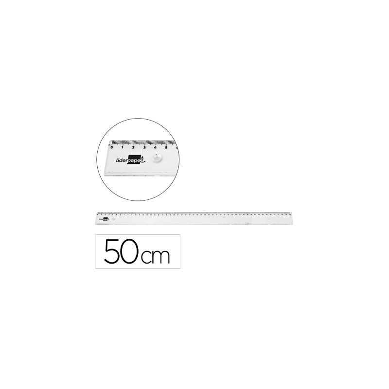 Regla liderpapel plastico irrompible transparente 50 cm