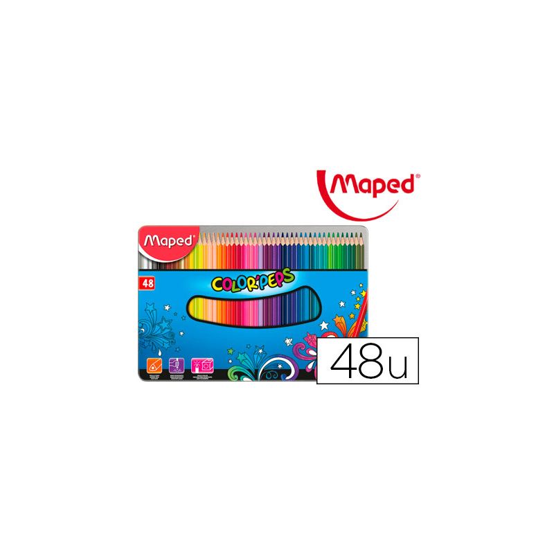 Lapices de colores maped color peps caja metalica de 48 lapices colores surtidos