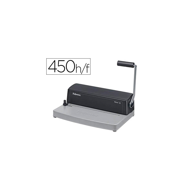 Encuadernadora para espiral fellowes metal 25 perfora 10 hojas tamaño a4 encuaderna hasta 450 hojas paso 5:1