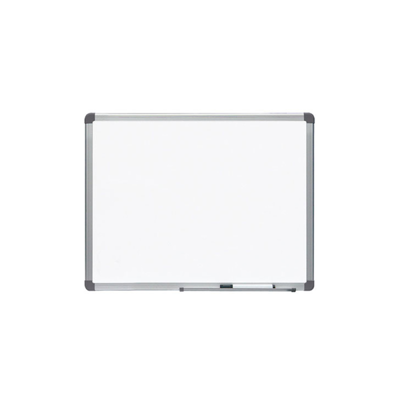 Pizarra blanca rocada acero vitrificado magnetico marco aluminio y cantoneras pvc 60x45 cm incluye bandeja para