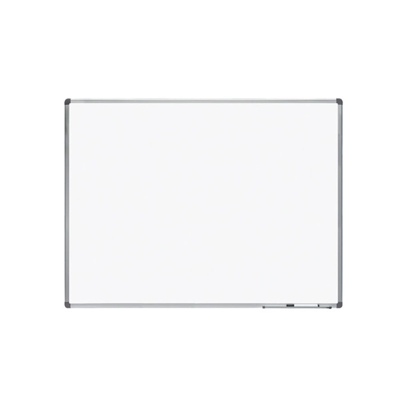 Pizarra blanca rocada acero vitrificado magnetico marco aluminio y cantoneras pvc 120x90 cm incluye bandeja