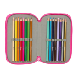 Plumier escolar safta triple cremallera 37 piezas barbie 195x125x55 mm