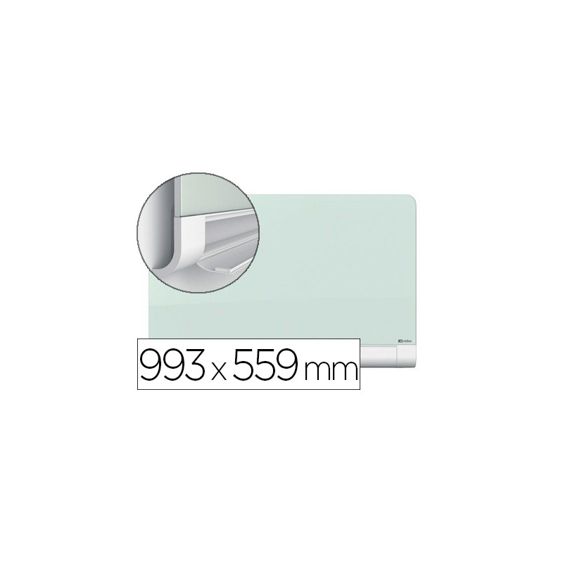 Pizarra blanca nobo diamond cristal magnetica esquinas redondas 993x559 mm