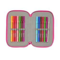 Plumier escolar safta triple cremallera 37 piezas barbie 195x125x55 mm
