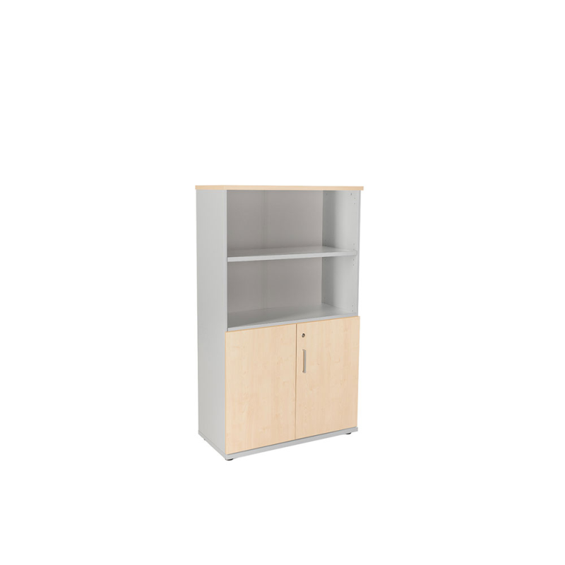 Armario rocada con tres estantes y dos puertas inferiores serie store 156x90x45 cm acabado gris/haya