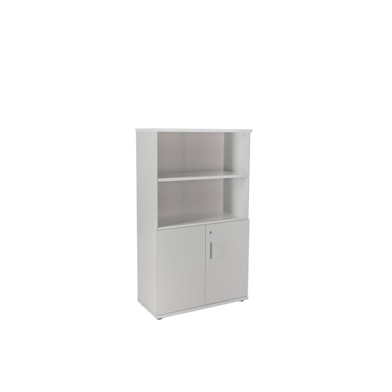 Armario rocada con tres estantes y dos puertas inferiores serie store 156x90x45 cm acabado gris/gris