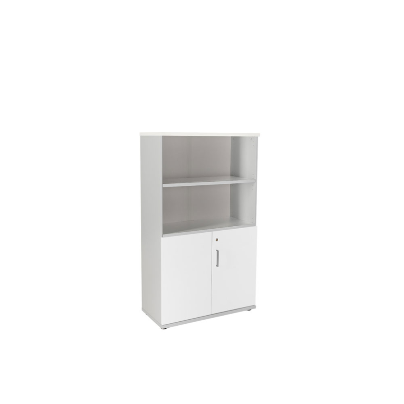Armario rocada con tres estantes y dos puertas inferiores serie store 156x90x45 cm acabado gris/bco