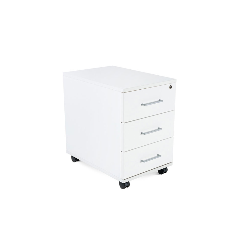 Cajonera rocada con tres cajones serie store 60x40x60 cm acabado blanco/blanco