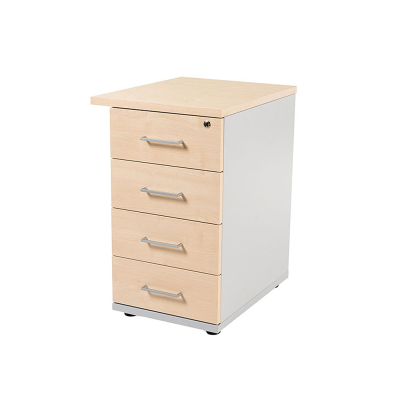 Cajonera rocada con cuatro cajones serie store 60x47x74 cm acabado gris/haya