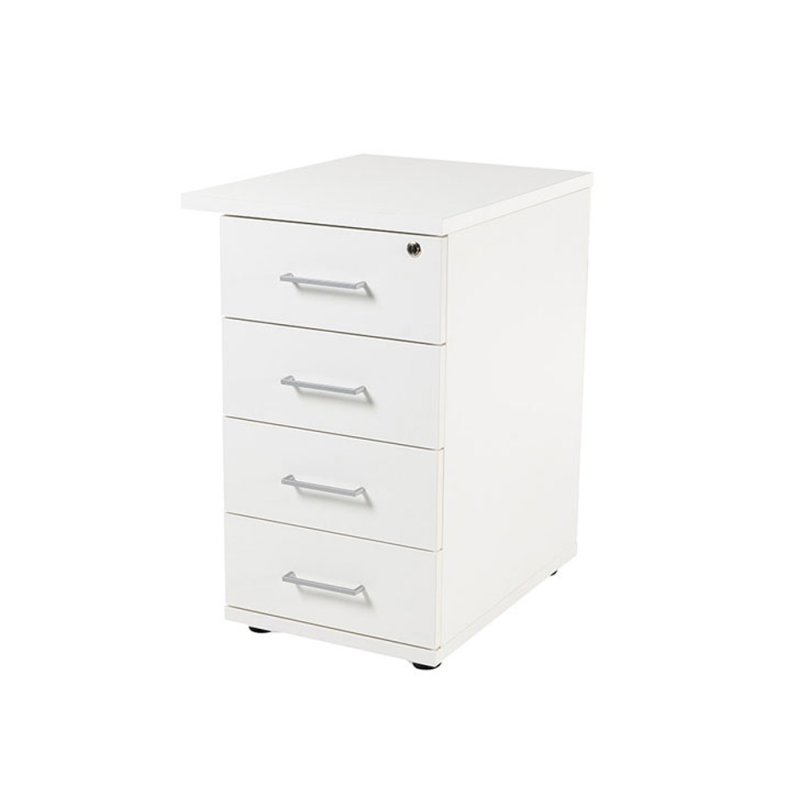 Cajonera rocada con cuatro cajones serie store 60x47x74 cm acabado blanco/blanco