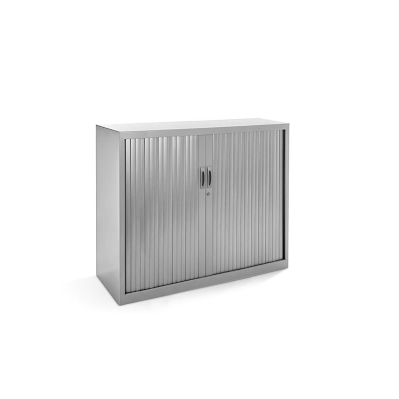 Armario metalico rocada dos puertas tipo persiana con dos baldas serie store 105x120x45 cm acabado gris/gris