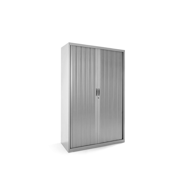 Armario metalico rocada dos puertas tipo persiana con cuatro baldas serie store 198x120x45 cm gris/gris