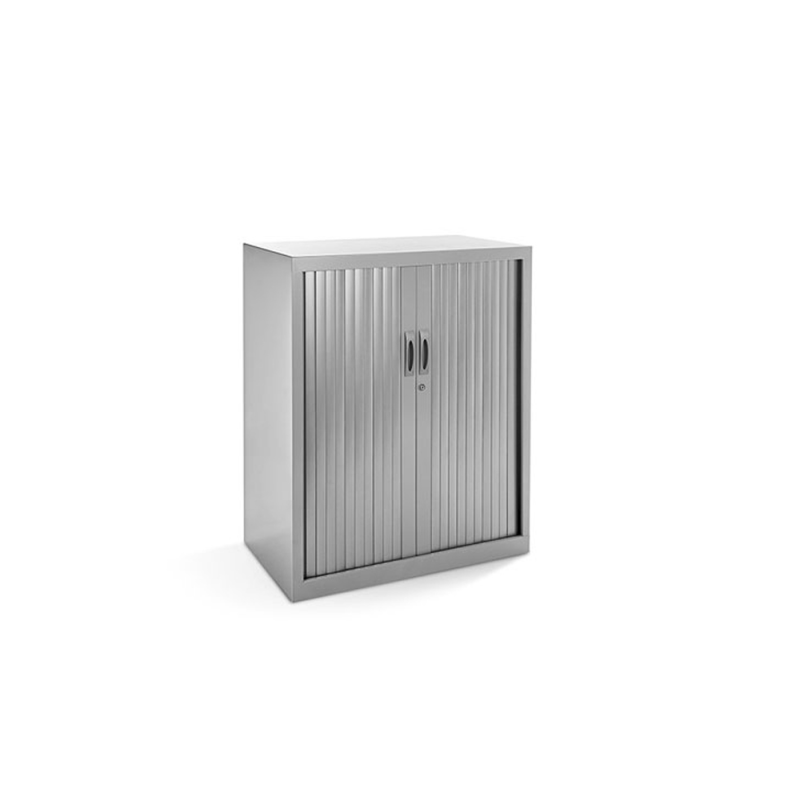 Armario metalico rocada dos puertas tipo persiana con dos baldas serie store 105x80x45 cm acabado gris/gris