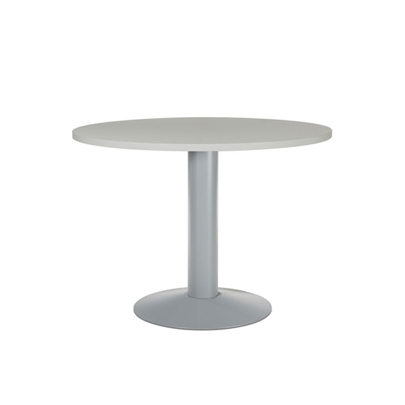 Mesa de reunion rocada meeting 3005at02 estructura columna acero gris tablero madera gris 100 cm diametro