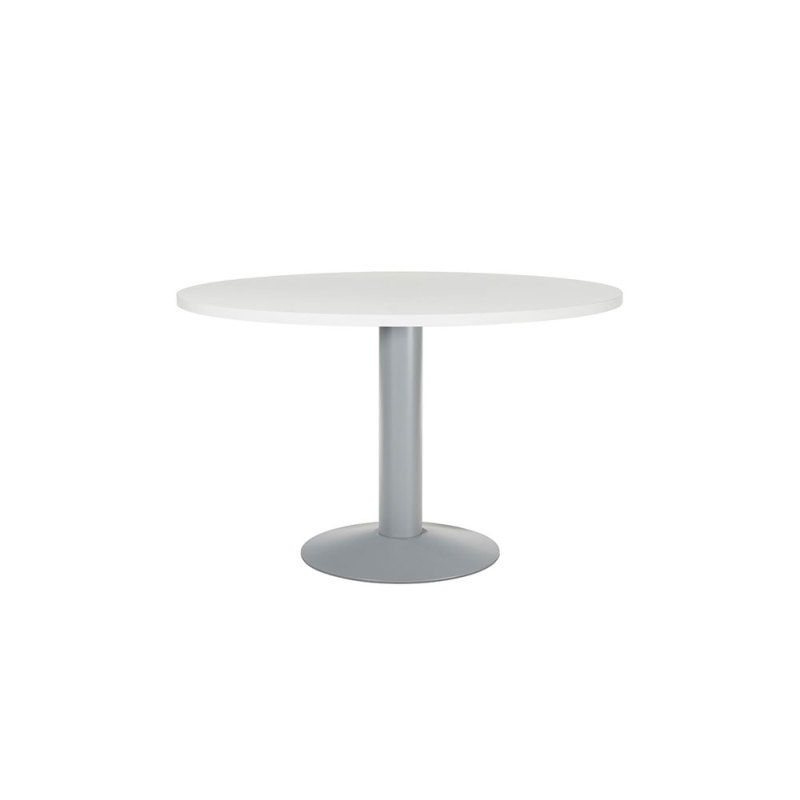 Mesa de reunion rocada meeting 3006at04 estructura columna acero gris tablero madera blanco 120 cm diametro