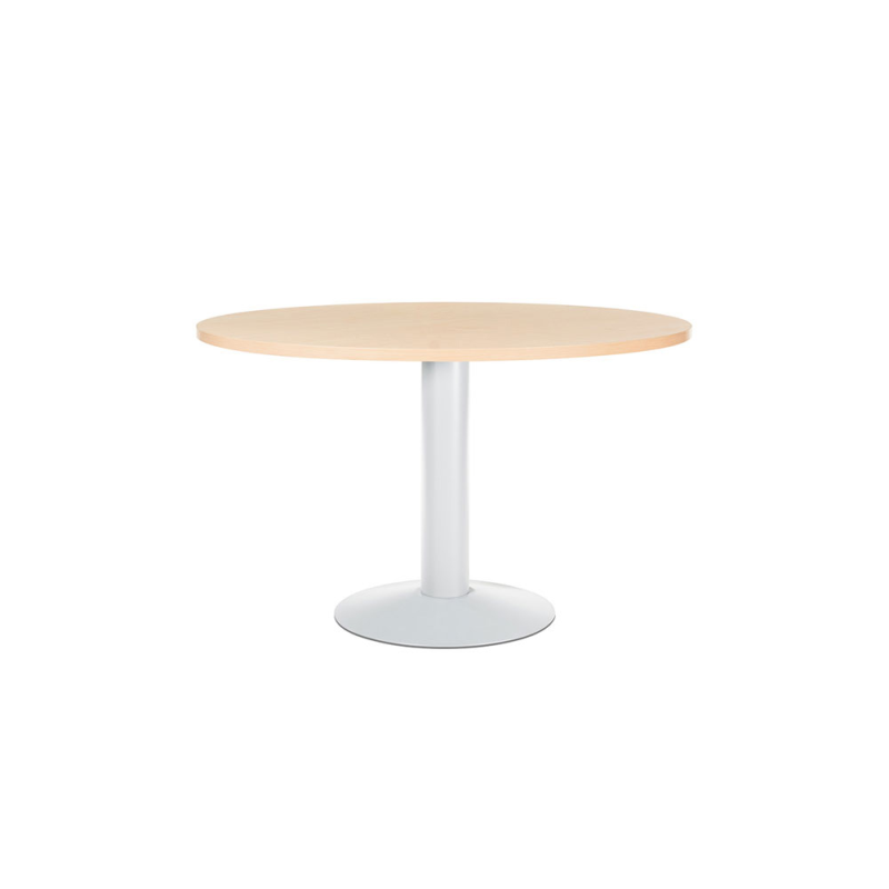 Mesa de reunion rocada meeting 3006atw01 estructura columna acero blanco tablero madera haya 120 cm diametro