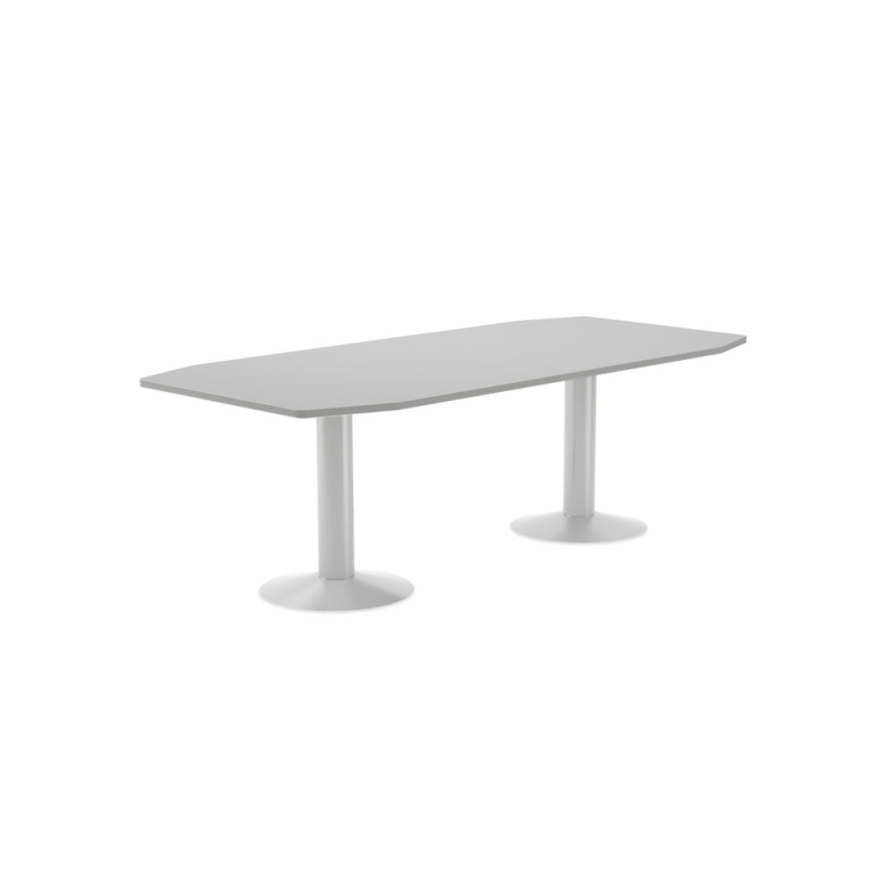 Mesa de reunion rocada meeting 3003atw02 estructura columna doble acero blanco tablero madera gris