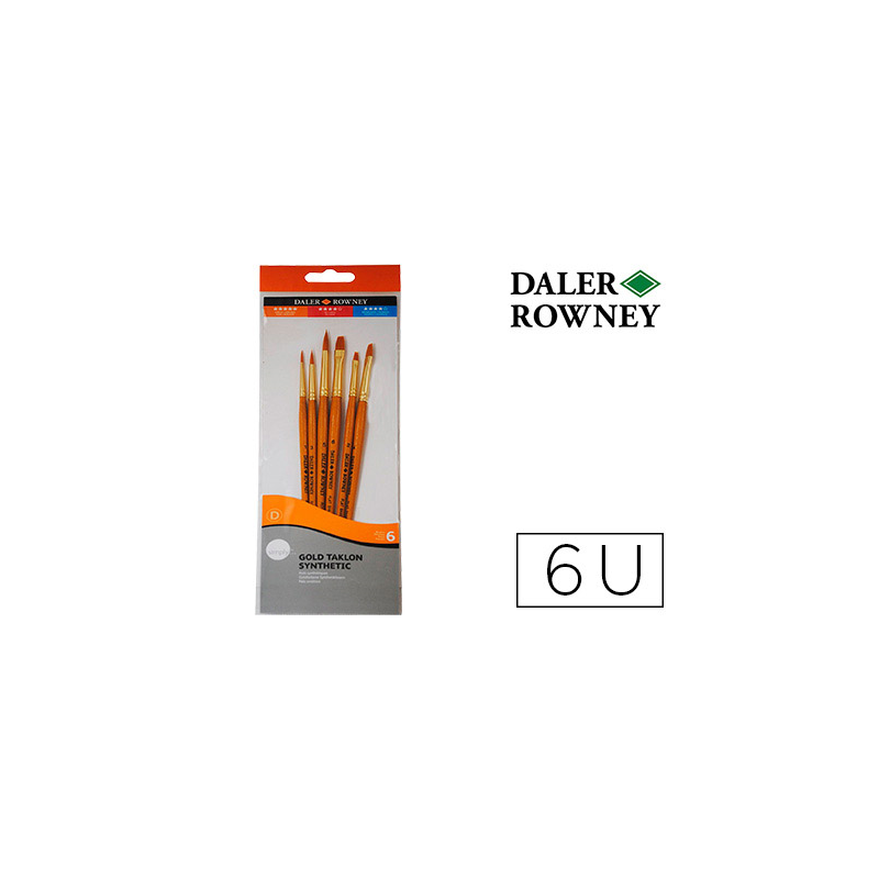 Pinceles daler rowney simply art sintentico mango corto dorado blister de 5 unidades