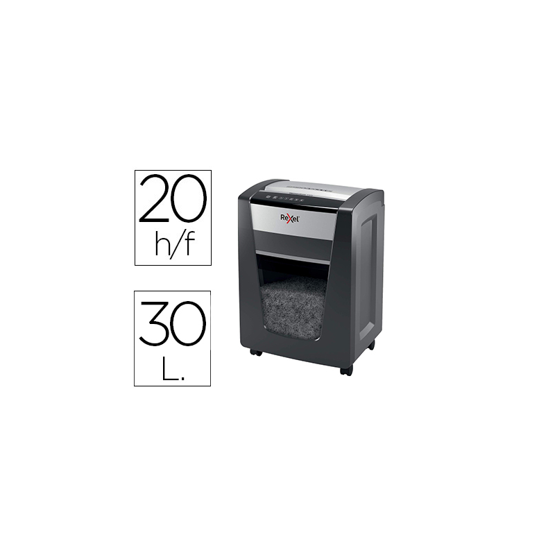 Destructora de documentos rexel momentum x420 capacidad de corte 20 hojas destruye grapas y clips papelera 30 l