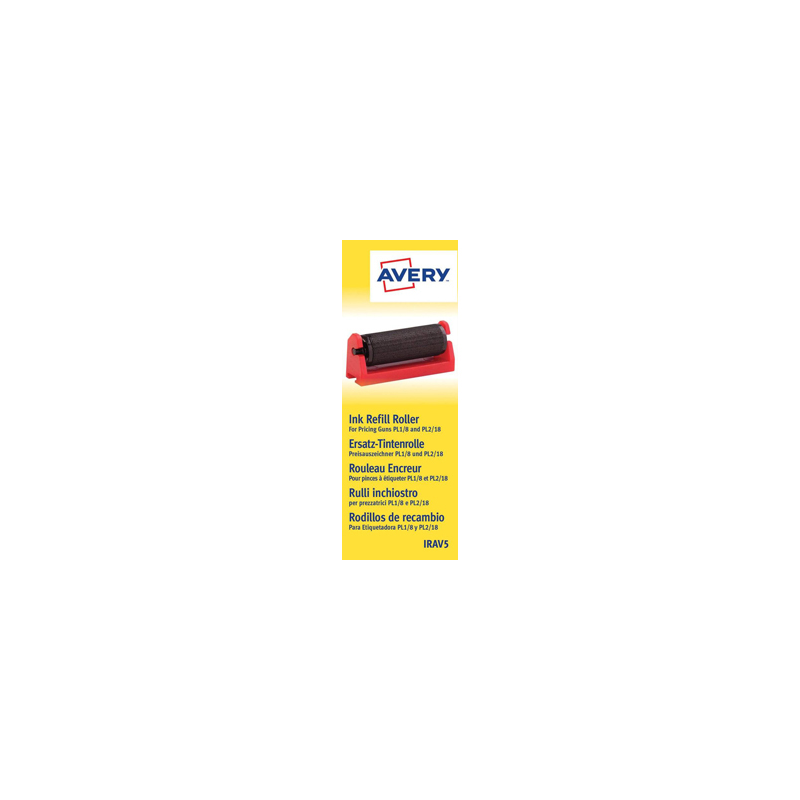 Rodillo entintador avery para etiquetadora pl1/8 y pl2/18 color negro caja de 5 unidades