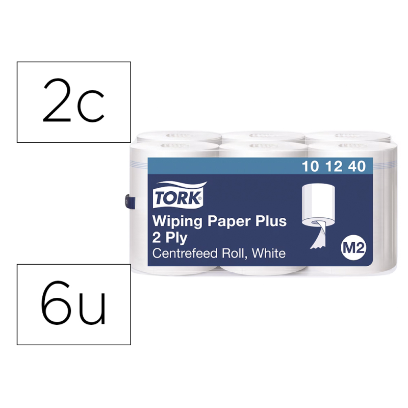 Papel secamanos tork extra ancho 215 mm largo 160 mt 2 capas para dispensador m2 paquete de 6 unidades