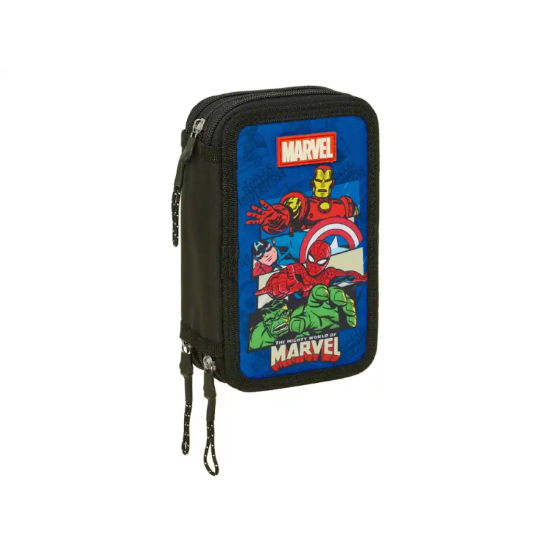 Plumier escolar safta triple cremallera 37 piezas avengers 195x125x55 mm