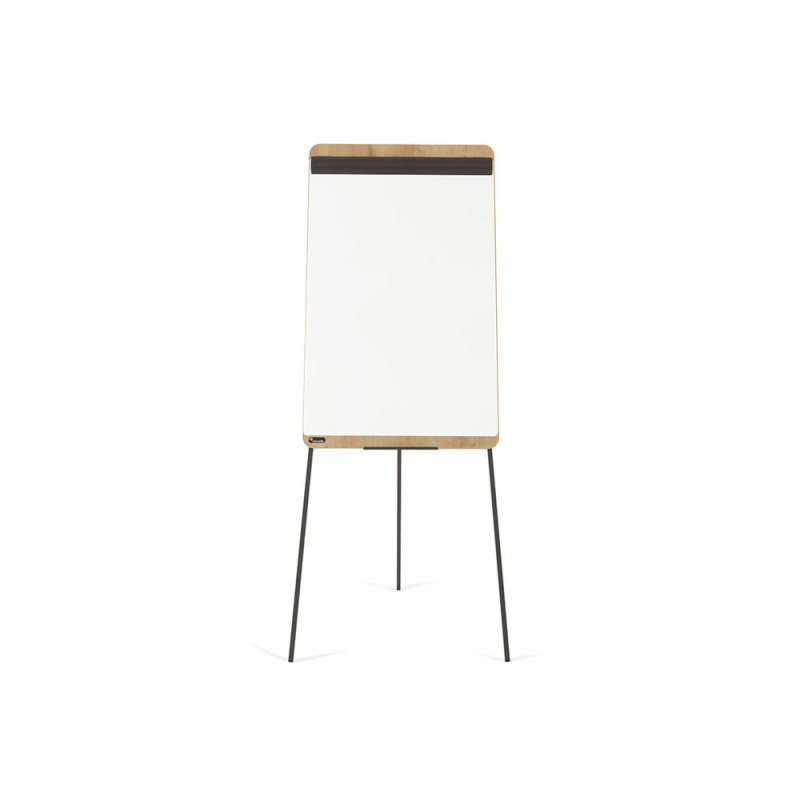 Pizarra blanca rocada tripode lacada magnetica brazo extensible tablero color roble 69x99 cm altura