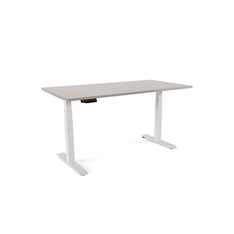 Mesa rocada regulable en altura electricamente hasta 129 cm estructura de acero tablero 160 cm color gris