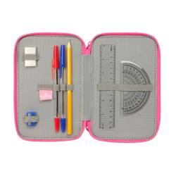 Plumier escolar safta triple 37 piezas princesas 195x125x55 mm