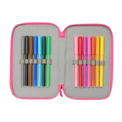 Plumier escolar safta triple 37 piezas princesas 195x125x55 mm