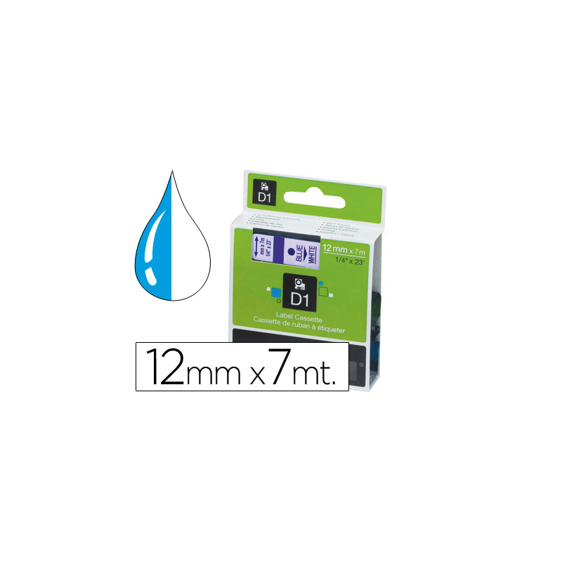 Cinta dymo 1000 azul-blanco 12mm x 7mt d1
