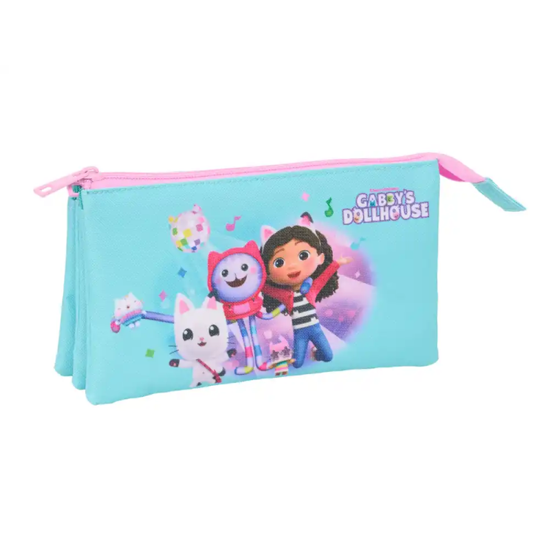 Bolso escolar portatodo safta triple gabby's dollhouse 120x220x30 mm
