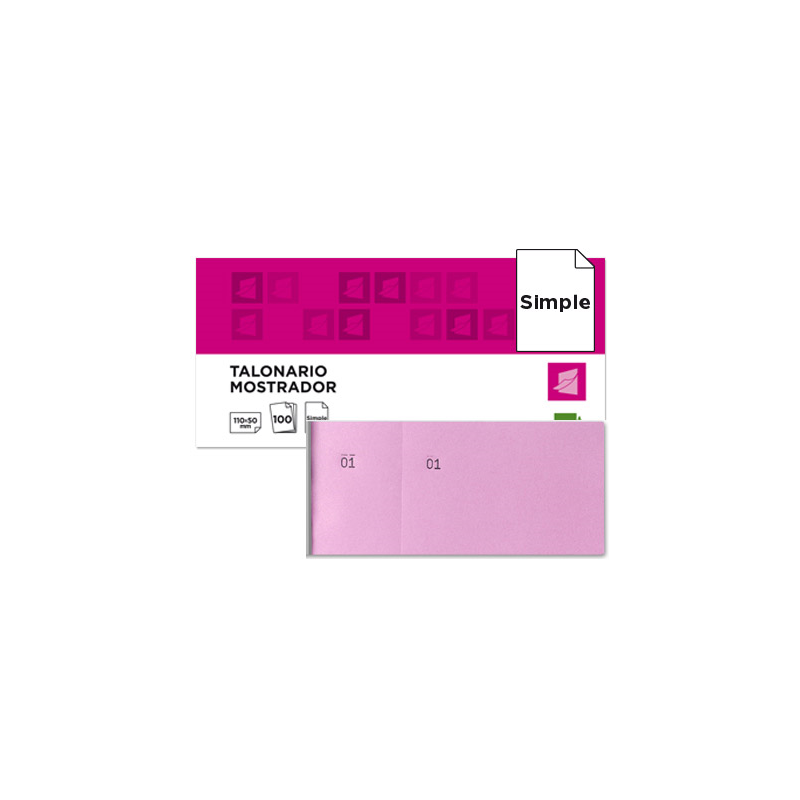 Talonario liderpapel mostrador 50x110 mm tl11 rosa con matriz