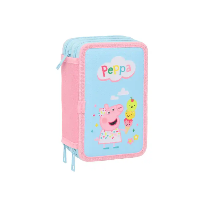 Plumier escolar safta triple 37 piezas peppa pig 195x125x55 mm