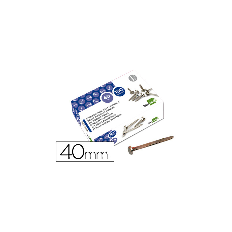 Encuadernadores liderpapel niquelados n.8 40 mm caja de 100 unidades