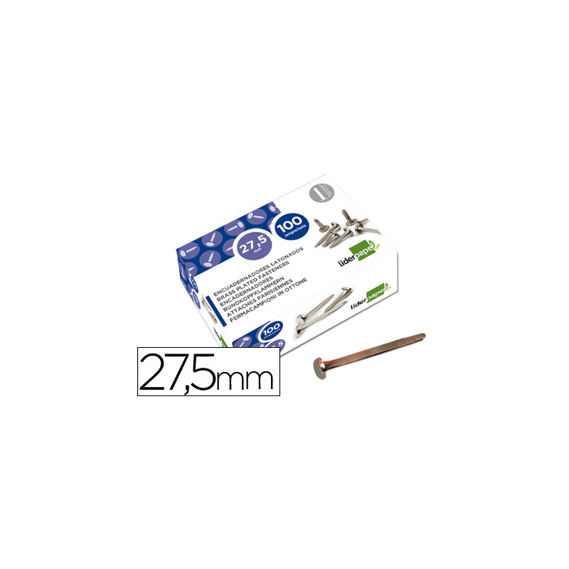 Encuadernadores liderpapel niquelados n.6 27,5 mm caja de 100 unidades