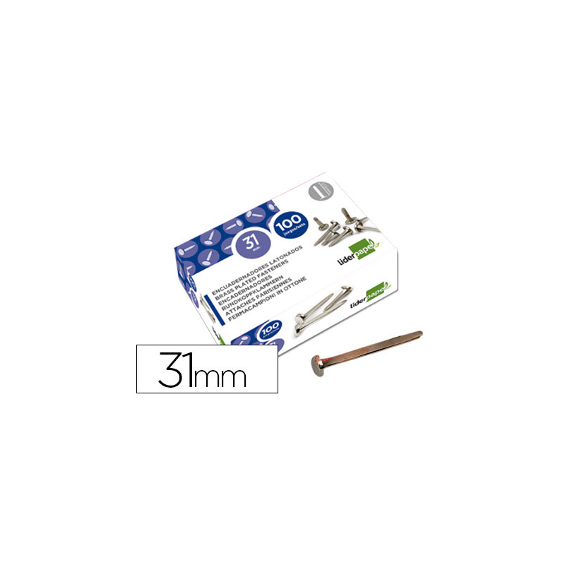 Encuadernadores liderpapel niquelados n.7 31 mm caja de 100 unidades