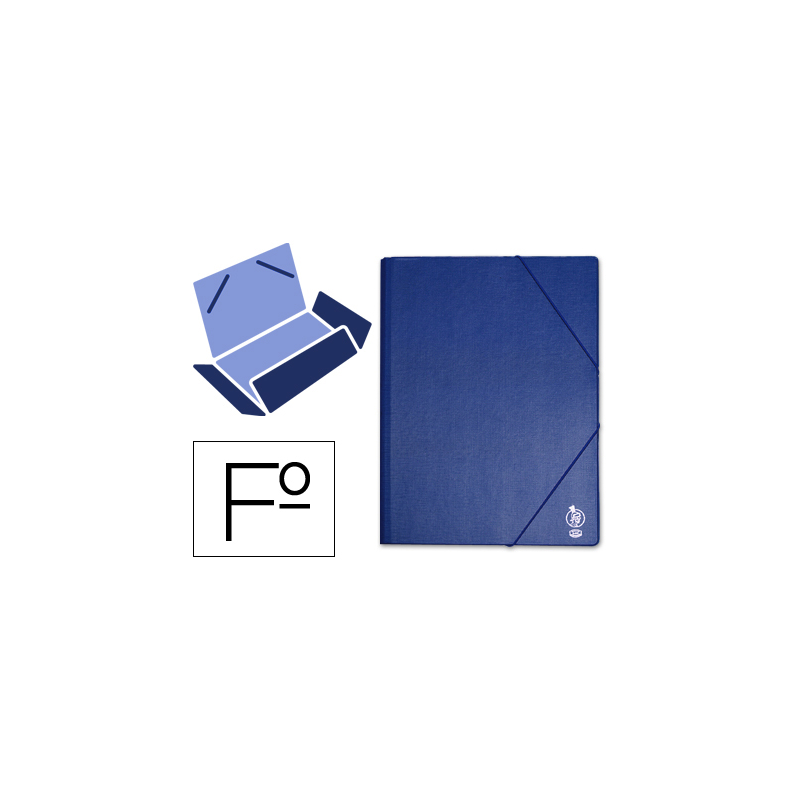 Carpeta liderpapel gomas tres solapas plastico folio color azul