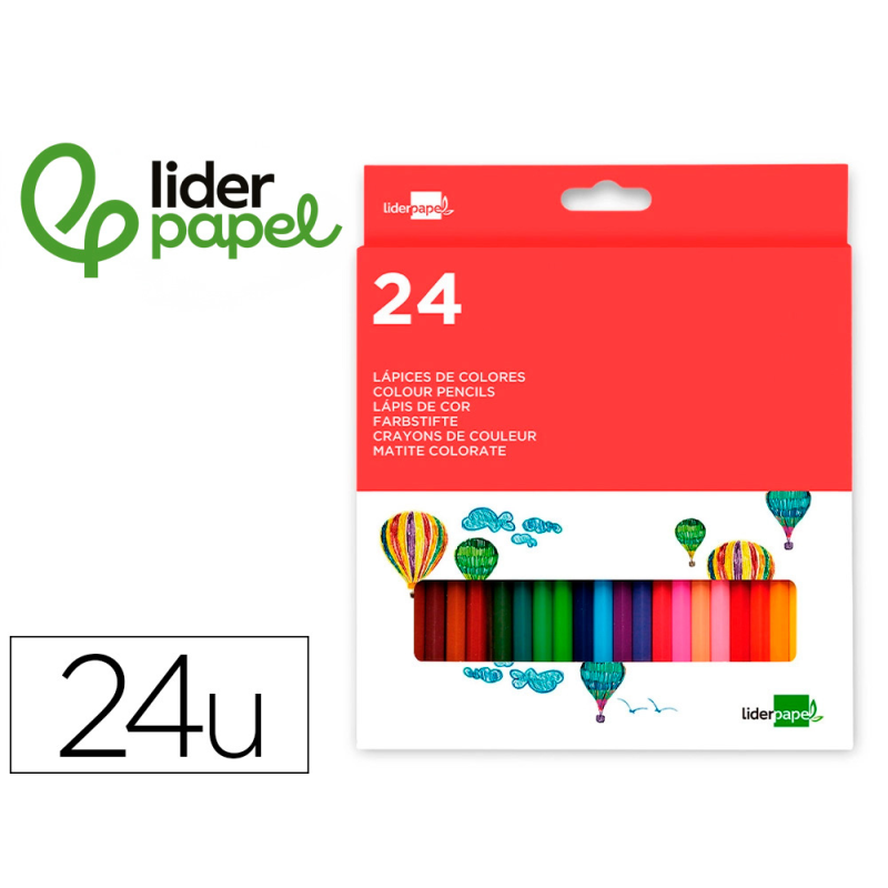 Lapices de colores liderpapel caja de 24 unidades colores surtidos
