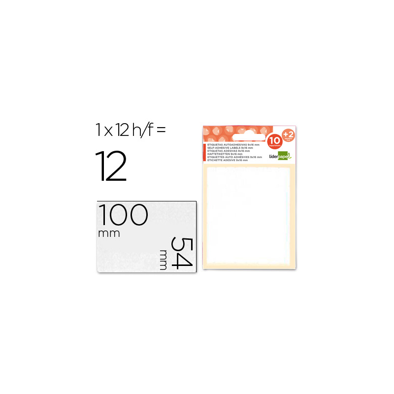 Etiquetas liderpapel sobre de 10 h. + 2 h. obsequio 54x100 mm -1 unidades por hoja