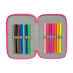 Plumier escolar safta triple 37 piezas barbie 195x125x55 mm